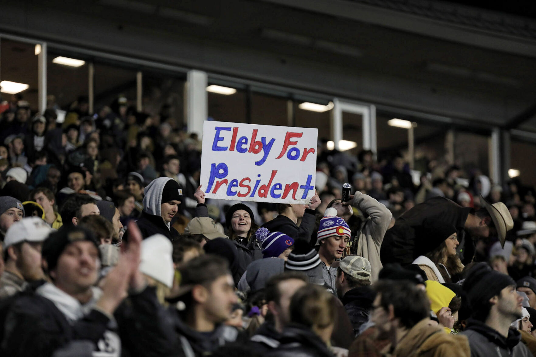 A WMU student shows their support for WMU Football Quarterback Kaleb Eleby.